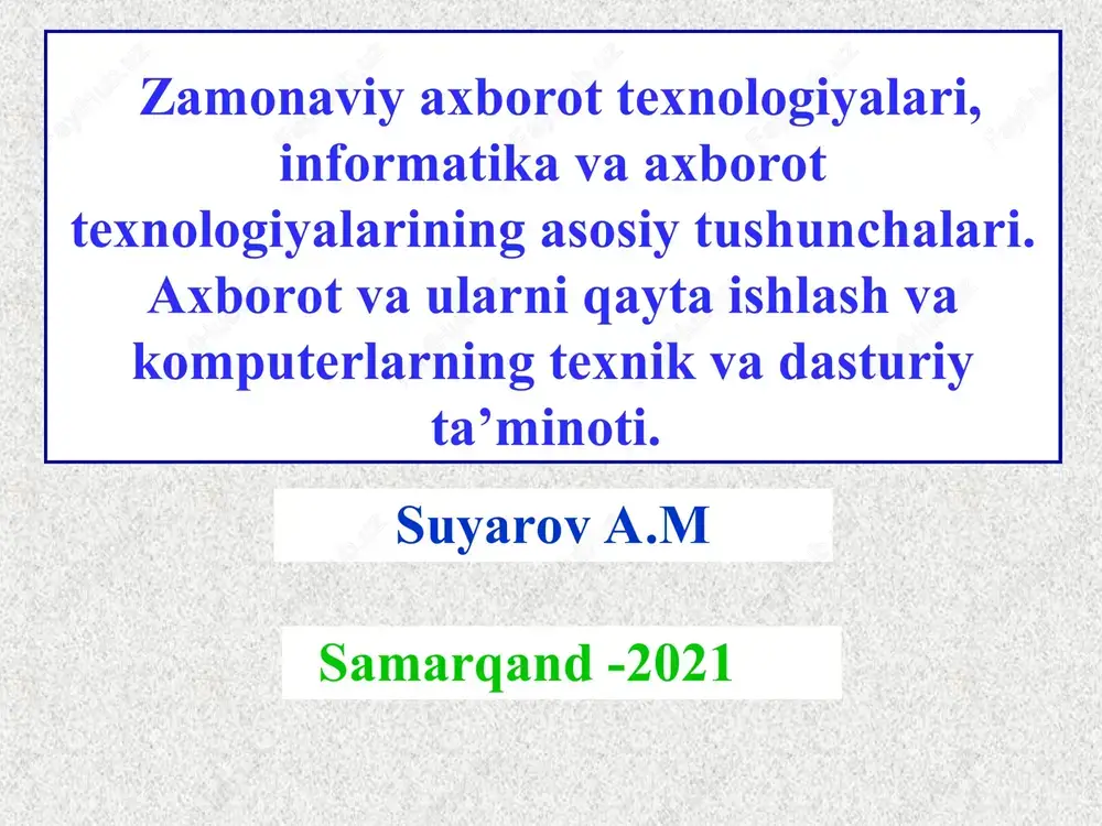 zamonaviy axborot texnologiyalari — PPT