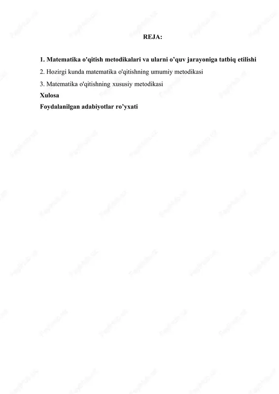 matematika o'qitish metodikalari — DOCX