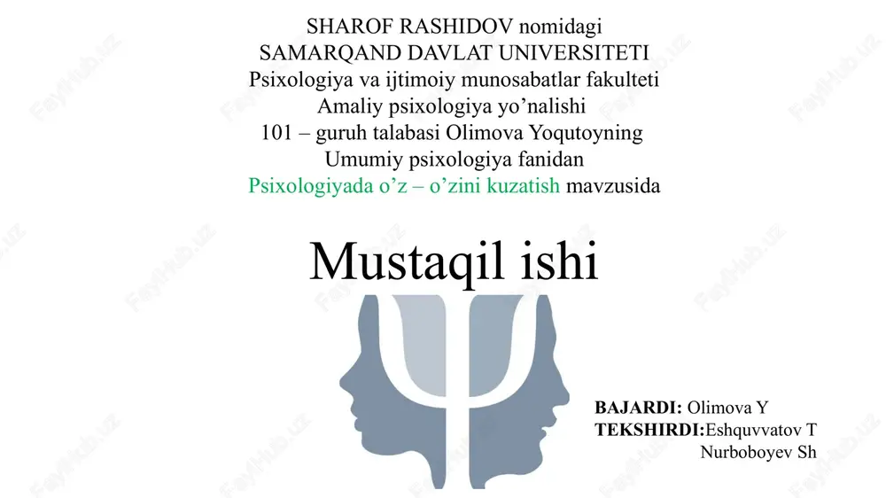umumiy psixologiya — PPTX