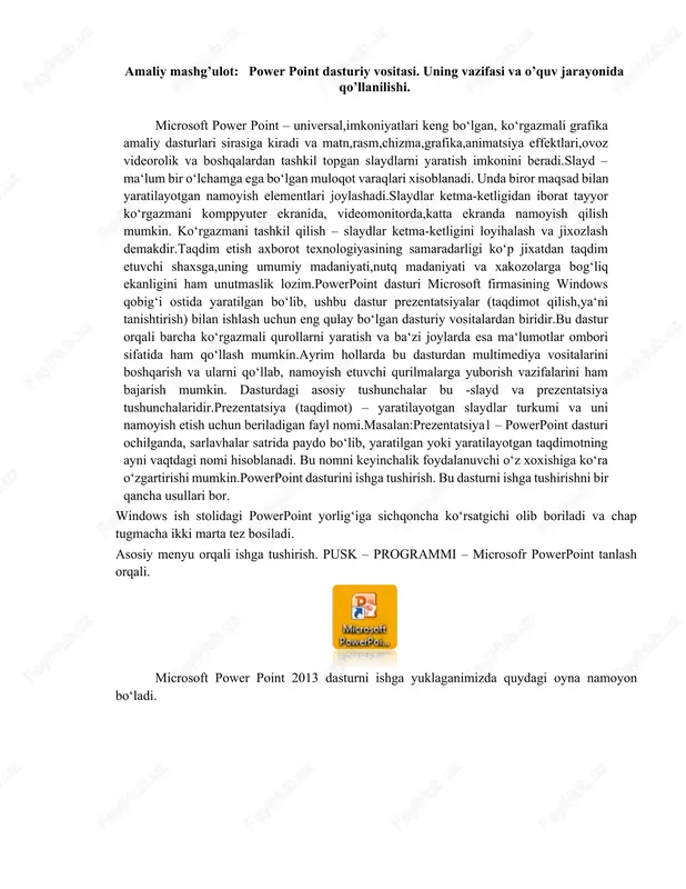 power point dasturiy vositasi — DOCX