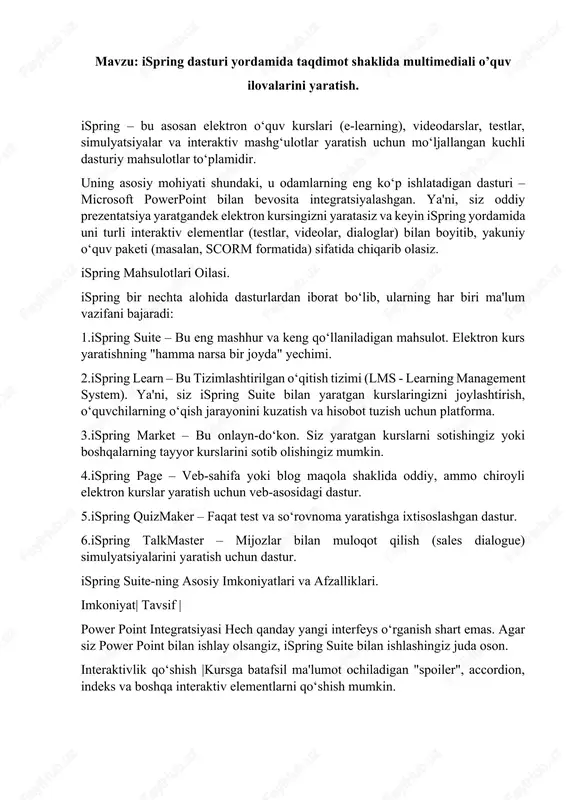 ispring dasturi — DOCX
