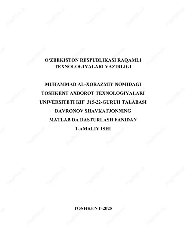 matlab da dasturlash fanidan 1-amaliy ishi — DOCX
