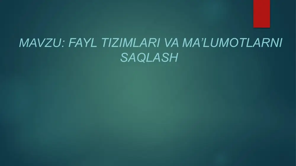 fayltizimlarivama’lumotlarnisaqlash — PPTX