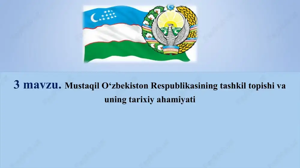o‘zbekiston respublikasining mustaqilligining e’lon qilinishi — PPT