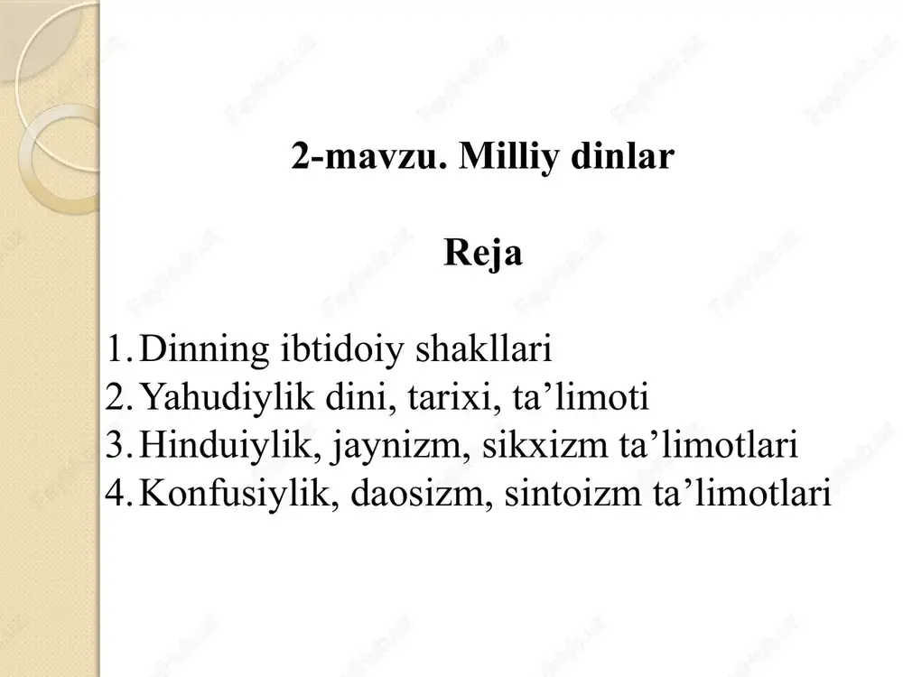 milliy dinlar — PPTX