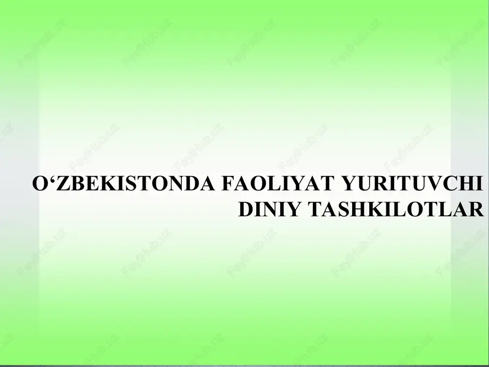 o‘zbekistonda faoliyat yurituvchi diniy tashkilotlar — PPT
