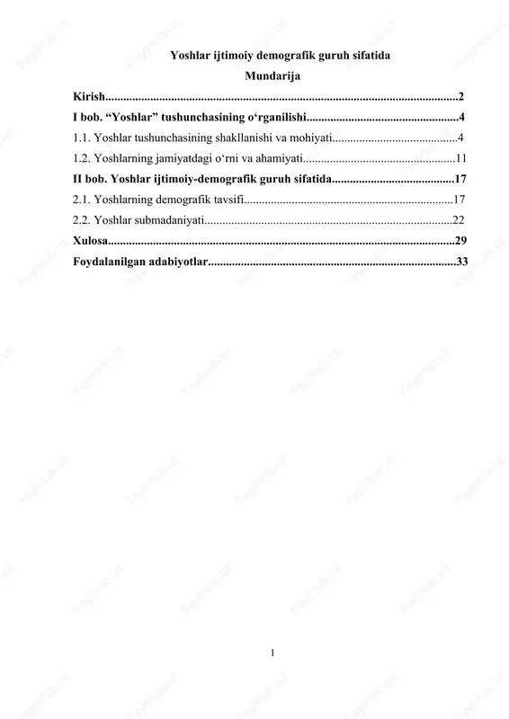 yoshlar ijtimoiy demografik guruh sifatida — DOCX