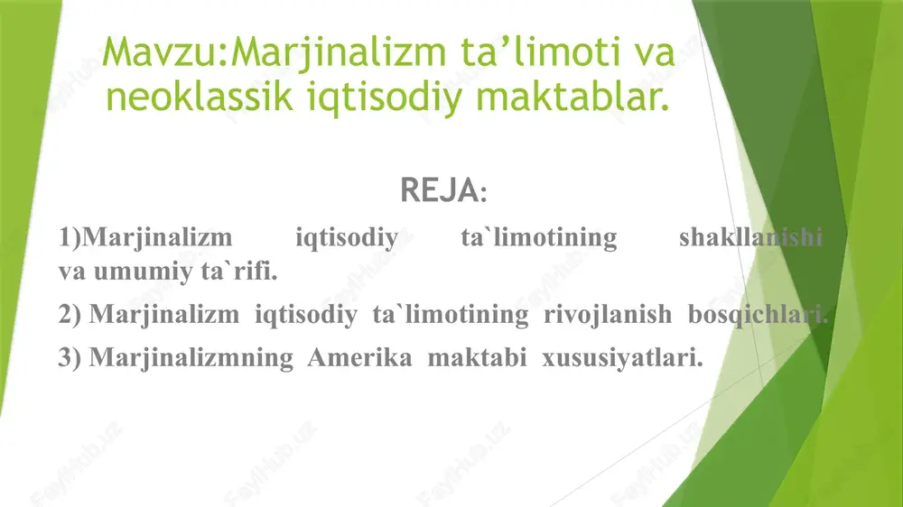 marjinalizm ta’limoti va neoklassik iqtisodiy maktablar — PPTX
