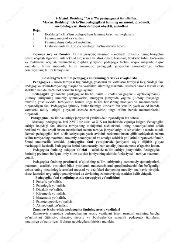 boshlang’‘ich ta’lim pedagogikasi — DOCX