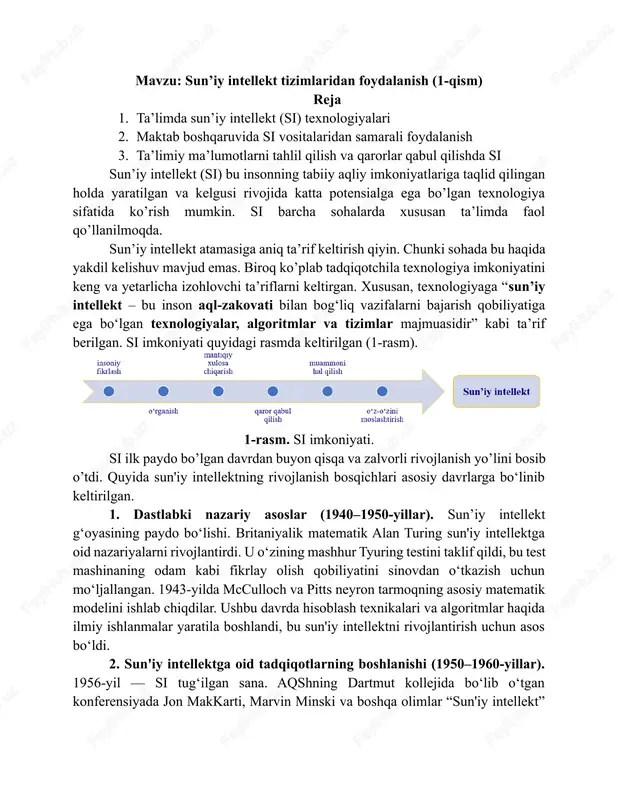 sun’iy intellekt tizimlaridan foydalanish (1-qism) — DOCX