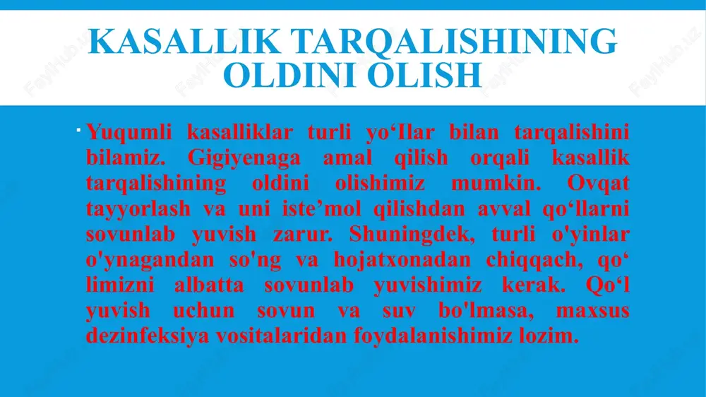 yuqumlikasallikning oldini olish — PPTX
