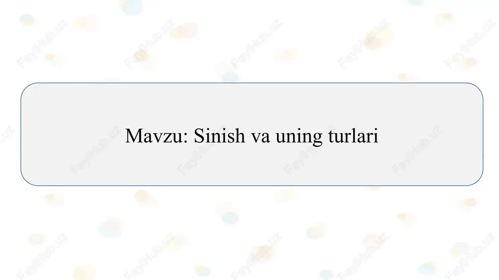 sinish va uning turlari slayd fan: mehnat resurslari va texnik — PPTX