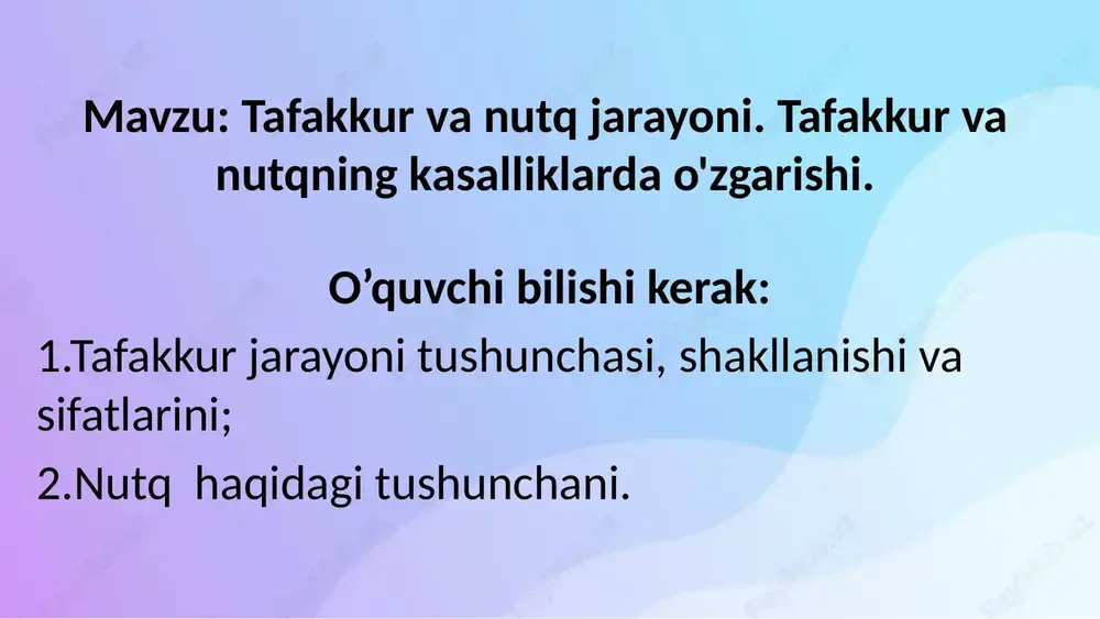 tafakkur va nutq jarayoni — PPTX