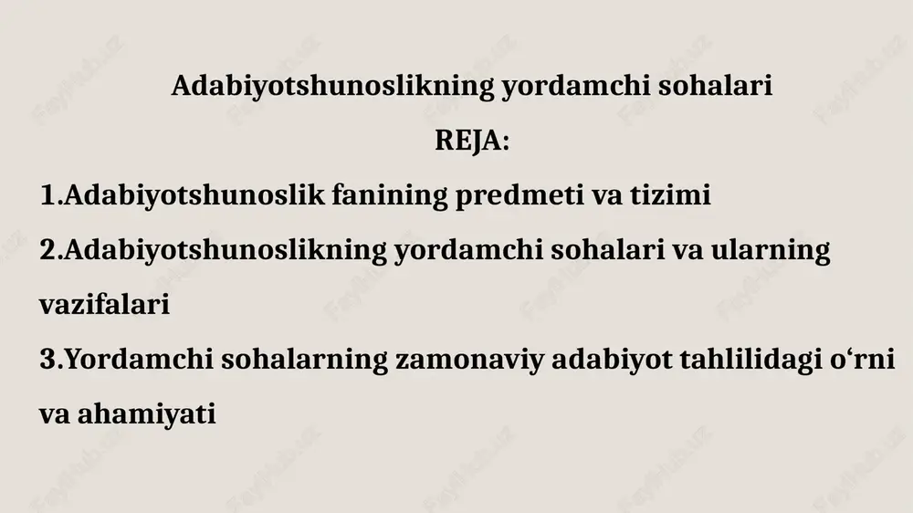 adabiyotshunoslikning yordamchisi sohalari — PPTX
