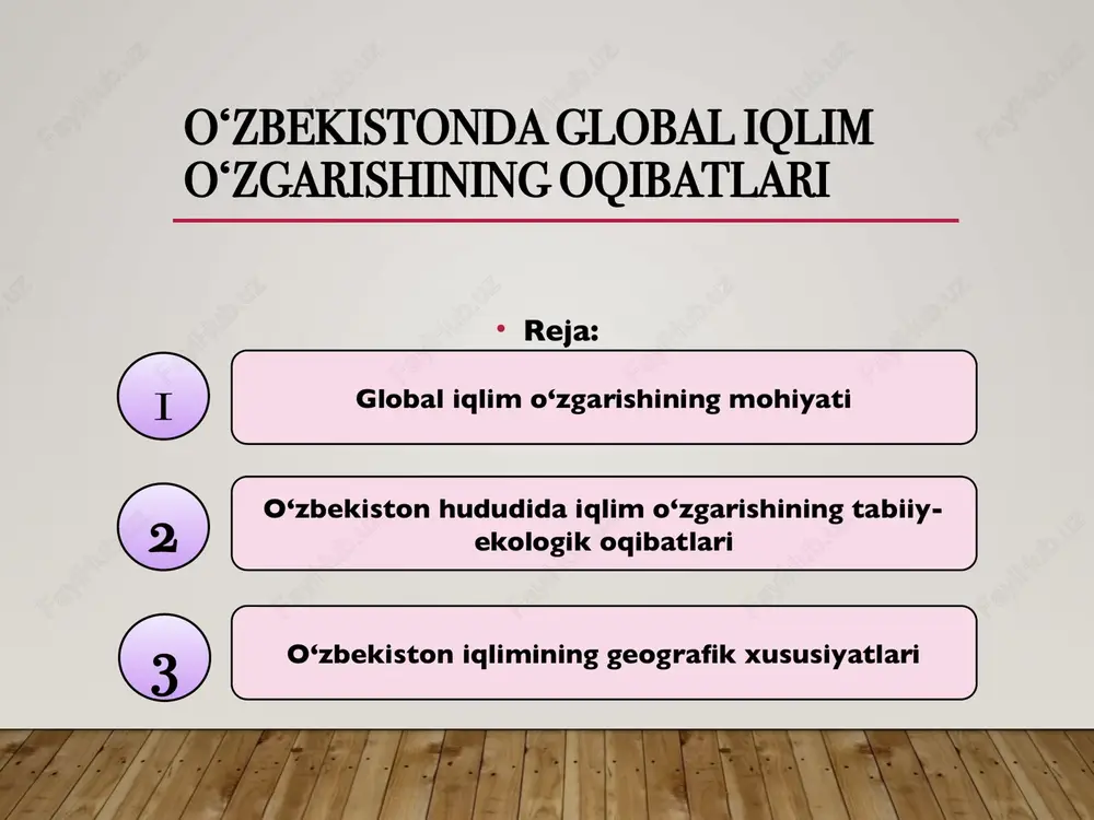 o‘zbekistonda global iqlim o‘zgarishining oqibatlari — PPTX