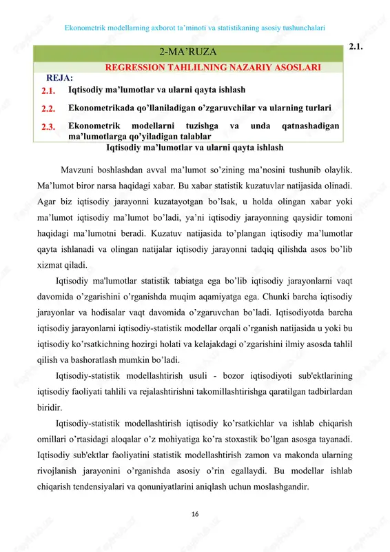 iqtisodiy ma’lumotlar va ularni qayta ishlash — DOCX