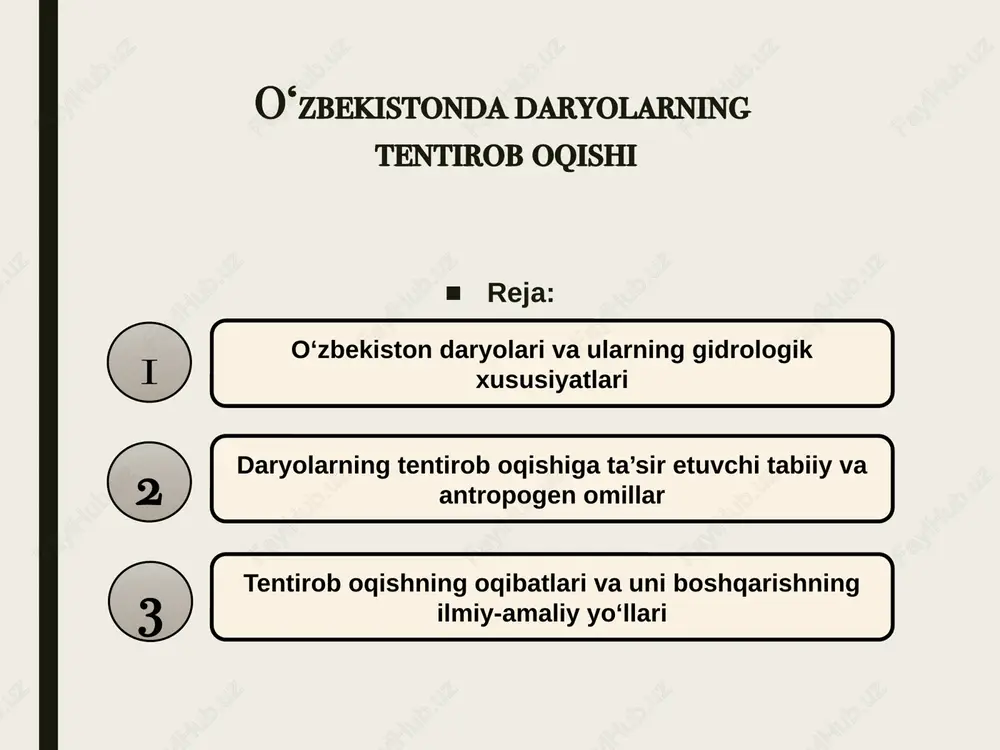 o‘zbekistonda daryolarning tentirob oqishi — PPTX