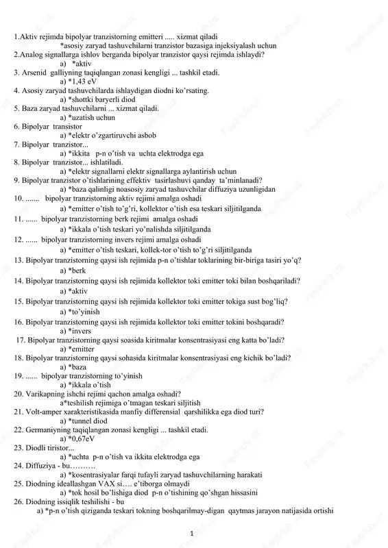 bipolyar tranzistor — DOCX