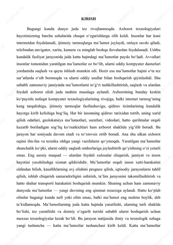 axborot texnologiyalari — DOCX