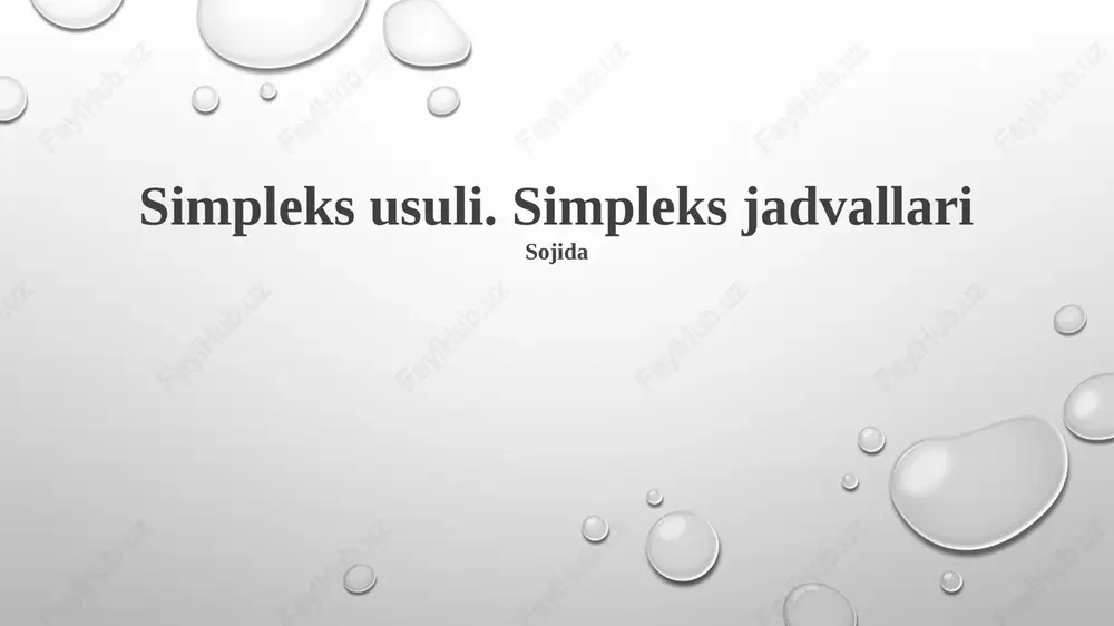 simpleks usuli. simpleks jadvallari — PPTX
