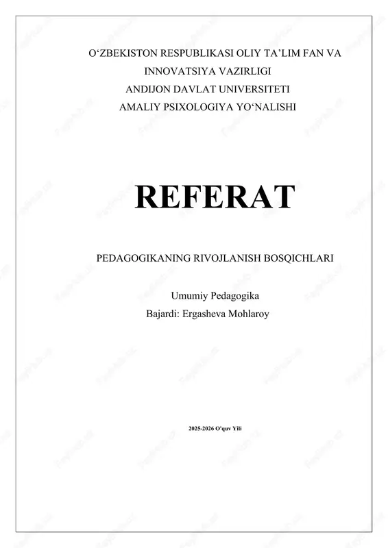 pedagogika maydoni referat — DOCX