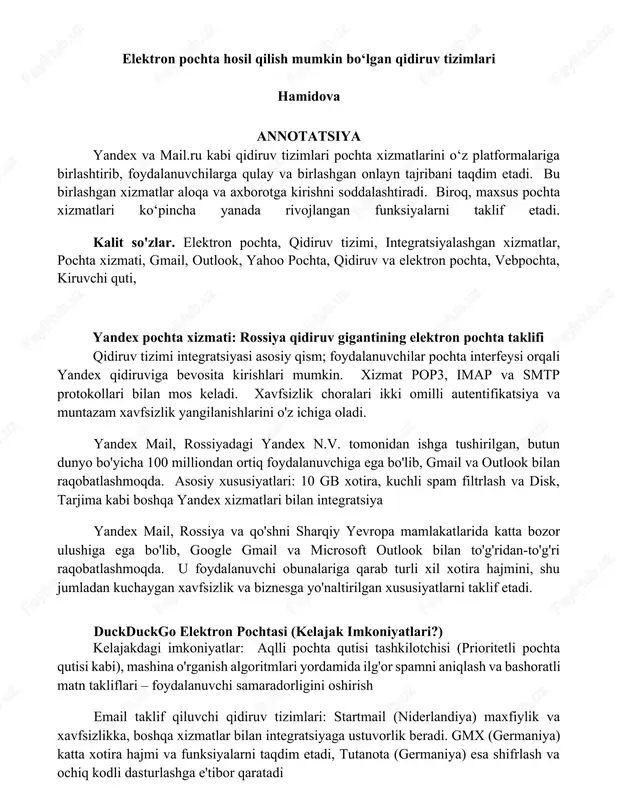 yandex pochta xizmati — DOCX