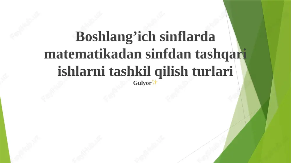 matematika o'yinlari va topshırıqlar — PPTX