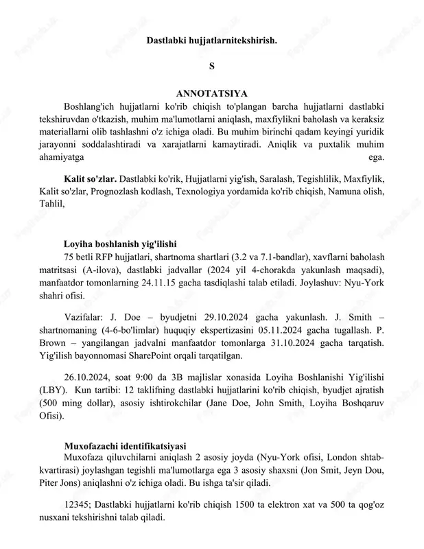 dastlabki hujjatlarni tekshirish — DOCX