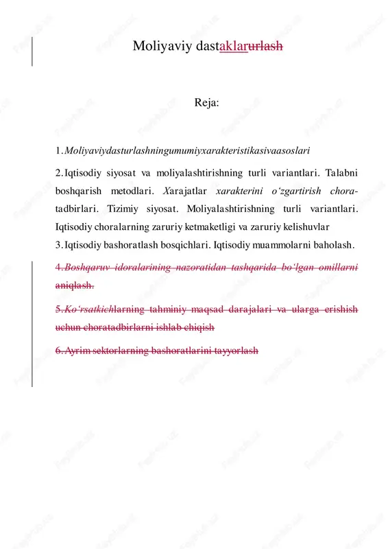 moliyaviy dastaklarurlash — PDF