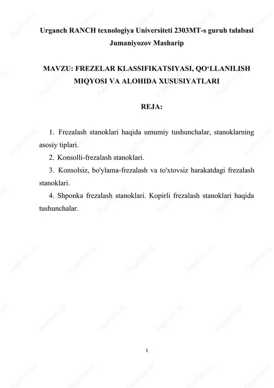 frezalash stanoklari — DOCX