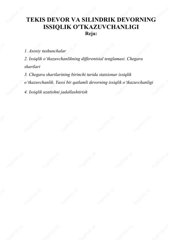 issiqlik o‘tkazuvchanlik — DOCX