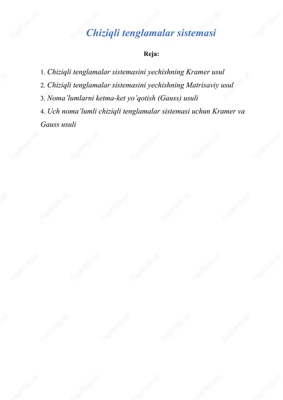 chiziqli tenglamalar sistemasi — DOCX