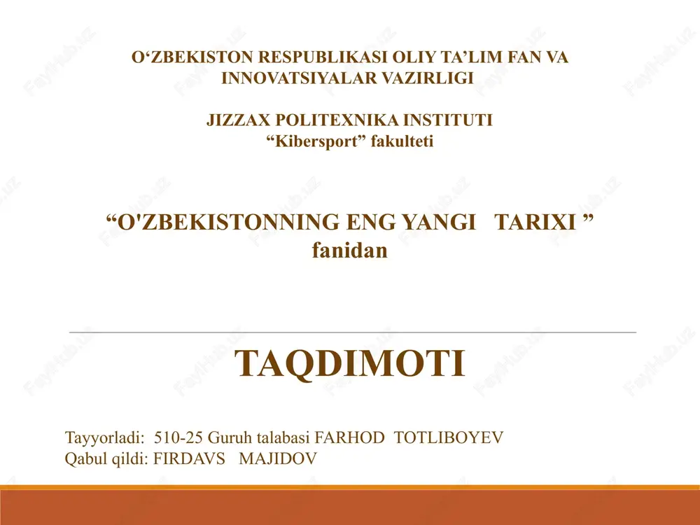 jaloliddin mamguberdi vatan himoyachisi — PPTX