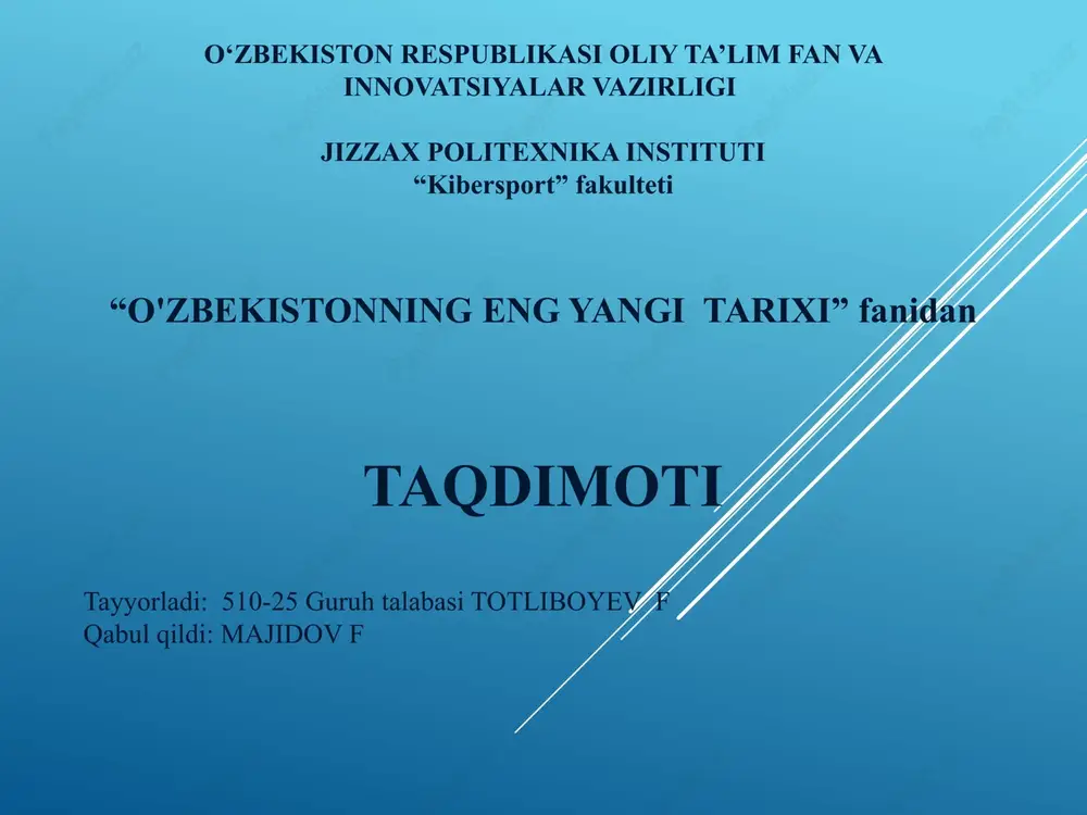 o'zbekistonning eng yangi tarixi 2 — PPTX