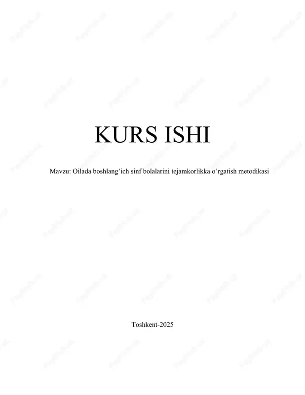 oilada boshlang’ich sinf bolalarini tejamkorlikka o’rgatish metodikasi — DOCX