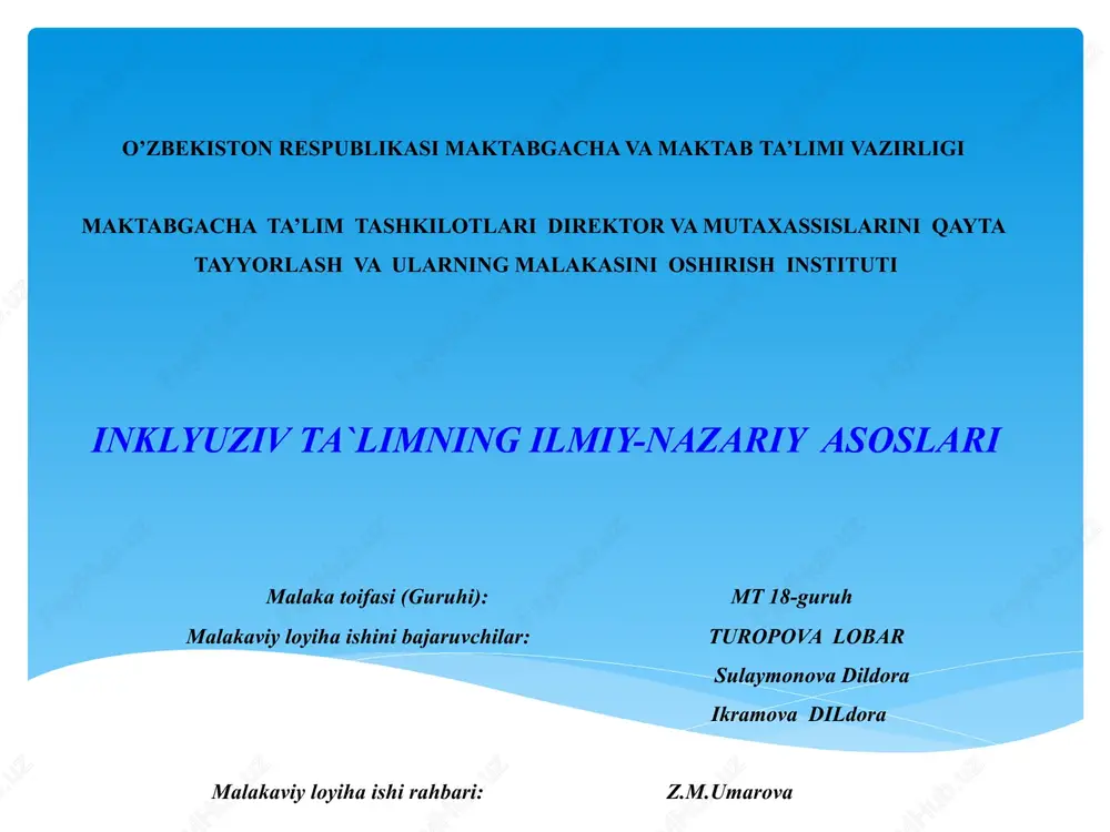 inklyuziv ta`limning ilmiy-nazariy asoslari — PPTX