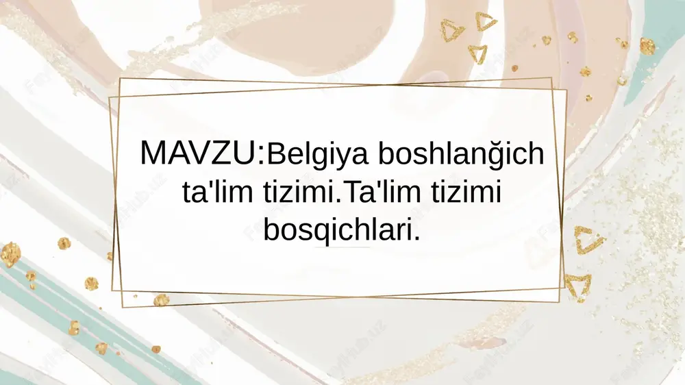 belgiya boshlang'ich ta'lim tizimi — PPTX