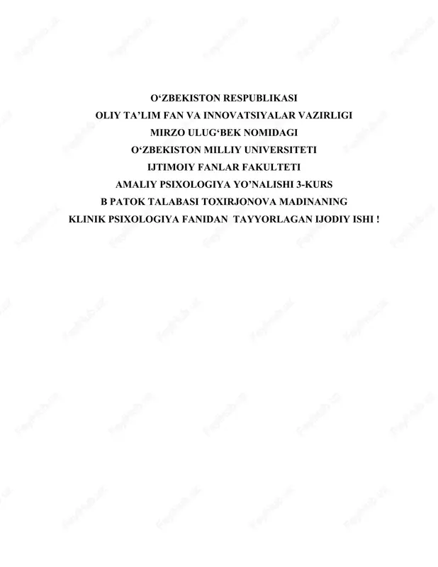 bemor psixologiyasi : kasallikning ichki koʻrinishi. — DOCX