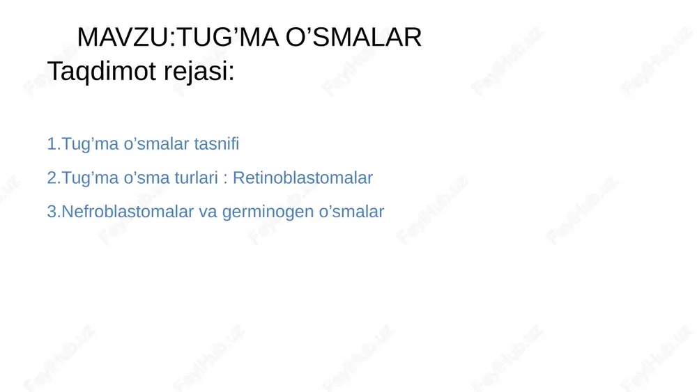 tug’ma o’smalar — PPTX