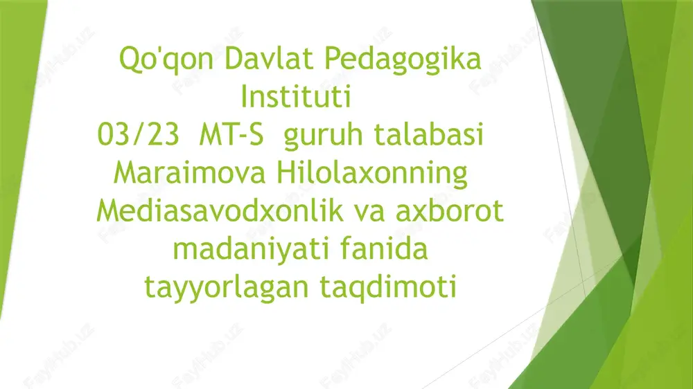 ommaviy madaniyat va texnologiyalar — PPTX