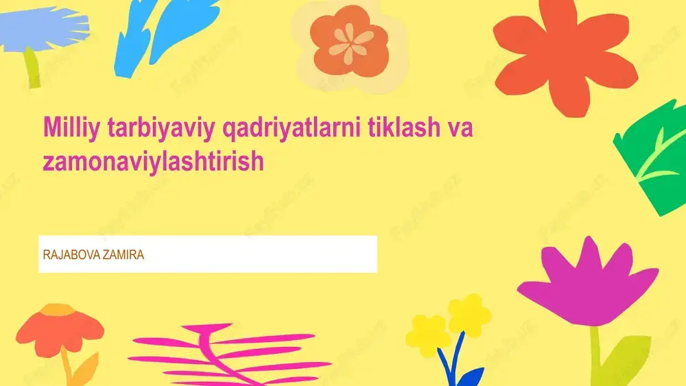 tarixiy qadriyatlarni o'rganish va ulardan foydalanish — PPTX