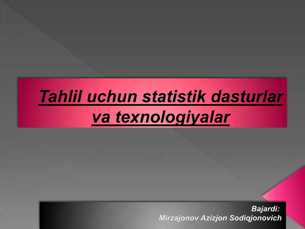 statistik dasturlar va texnologiyalar — PPTX