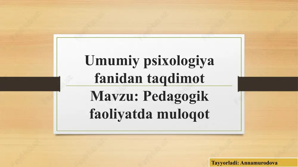 umumiy psixologiya fanidan taqdimot — PPTX