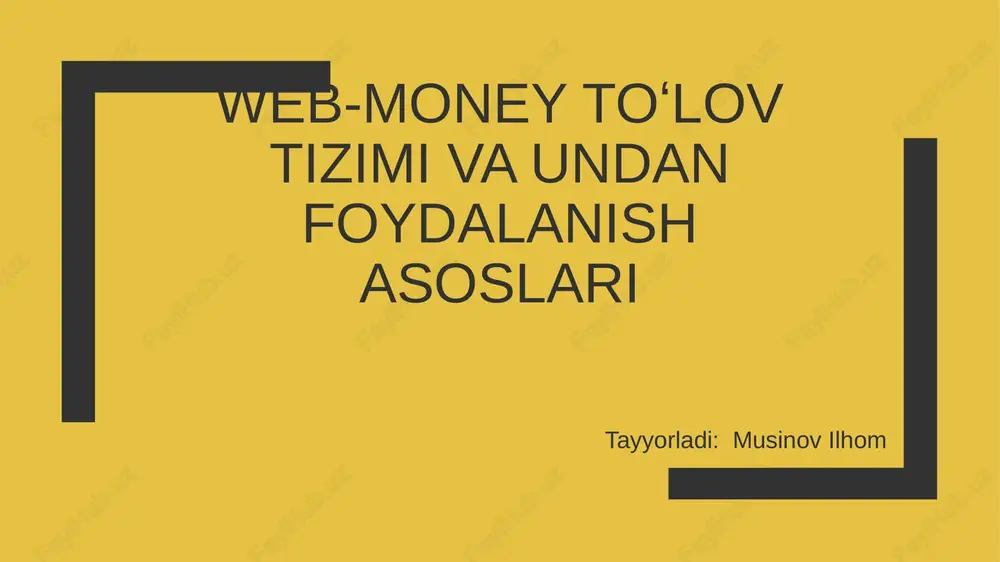 web-money toʻlov tizimi va undan foydalanish asoslari — PPTX