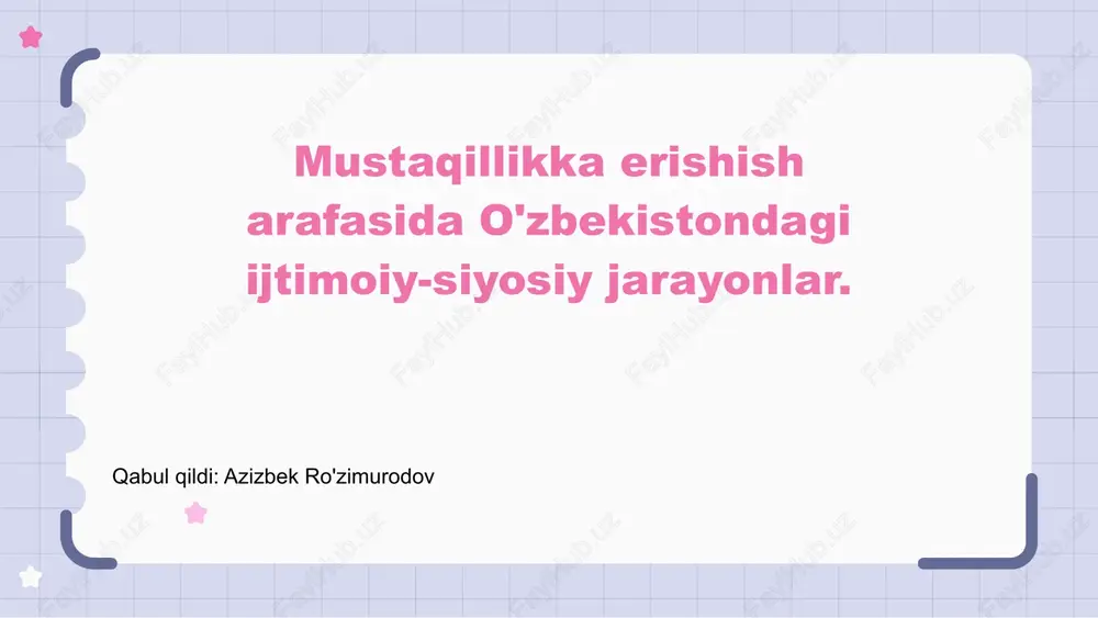 o'zbekistonning tarixiy ma'lumotlari — PPTX