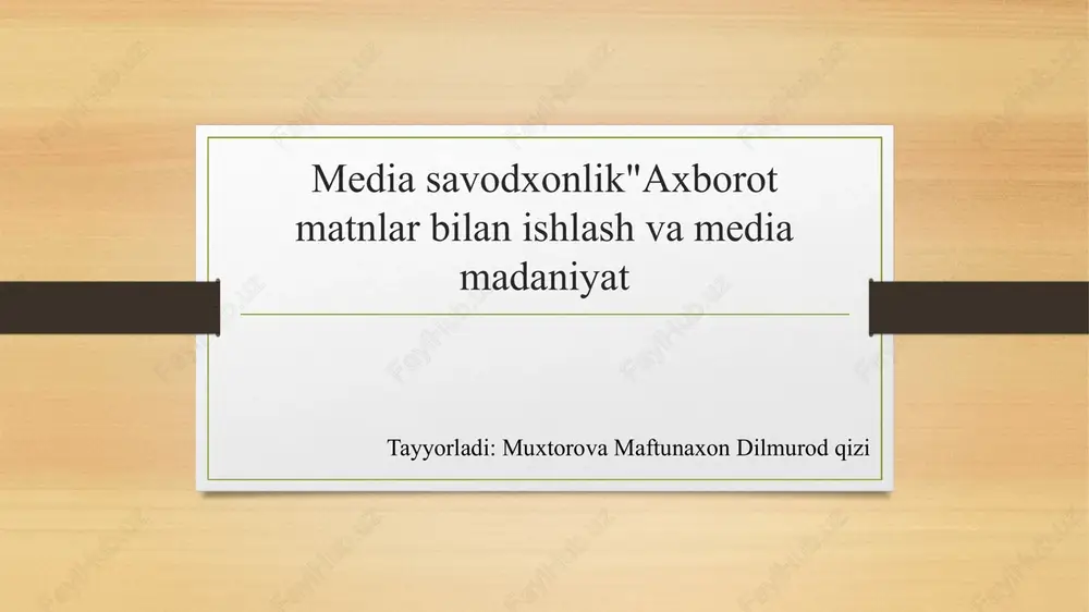 media savodxonlik — PPTX