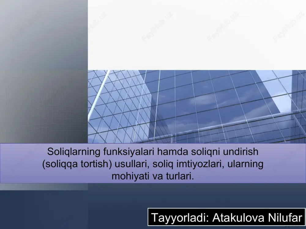 soliqlarning funksiyalari hamda soliqni undirish — PPT