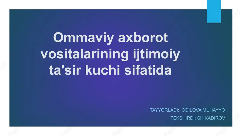 ommaviy axborot vositalari (oav) — PPTX