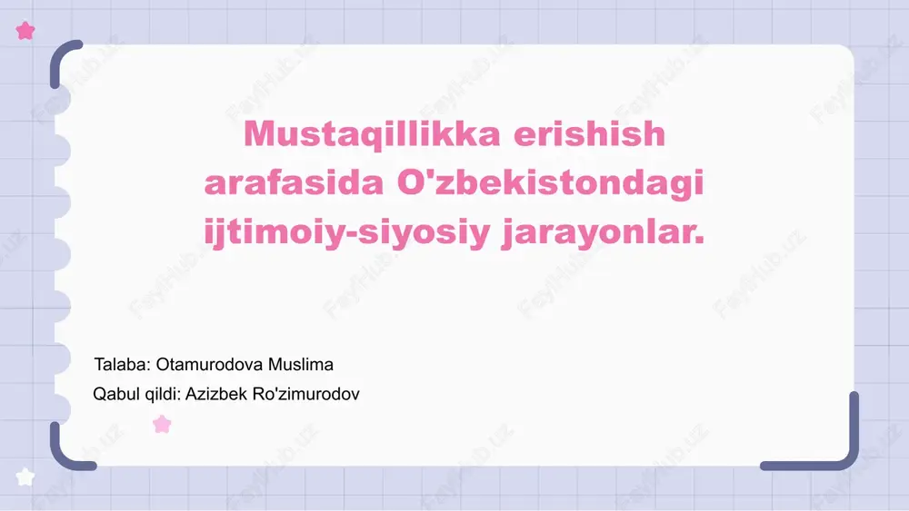 o'zbekistonning tarixiy ma'lumotlari — PPTX