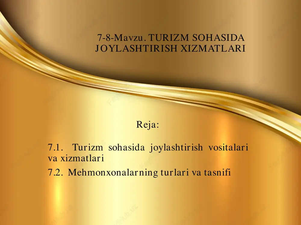 turizm sohasida joylashtirish xizmatlari — PDF
